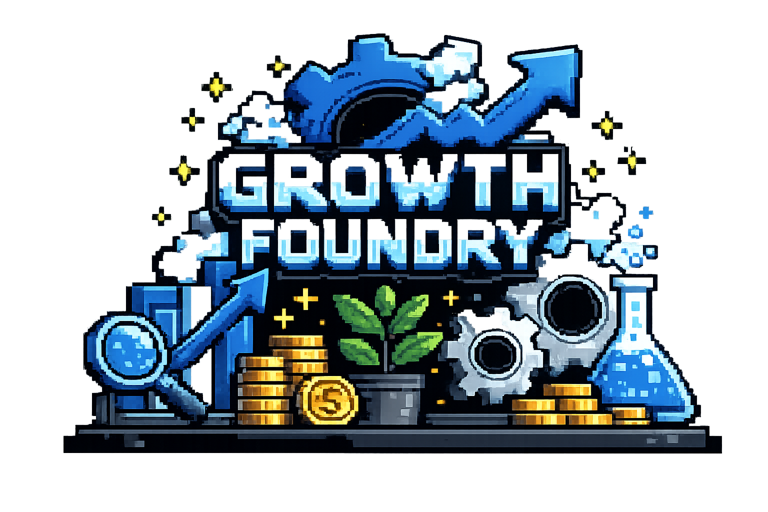 Growth Foundry, Pixel Art Brand Illustration